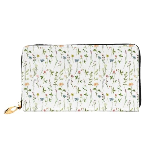 Hgbbdyyjj Season Watercolors of Herbs Flowers Premium Long Wallet for Men and Women - Zip Wallet in Pu Leather with 12 Card Slots and Coin Pocket von Hgbbdyyjj