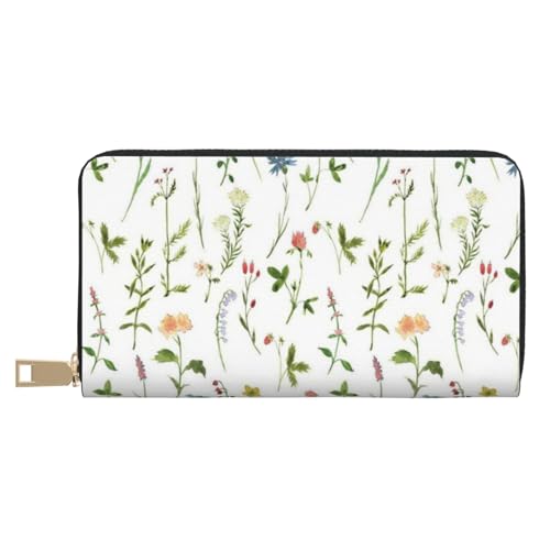 Hgbbdyyjj Season Watercolors of Herbs Flowers Premium Long Wallet for Men and Women - Zip Wallet in Pu Leather with 12 Card Slots and Coin Pocket von Hgbbdyyjj