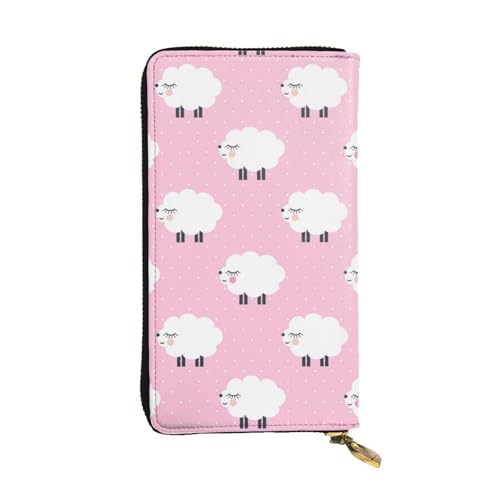 Hgbbdyyjj Sheep Premium Lange Geldbörse für Damen – PU-Leder Geldbörse mit Reißverschluss und 12 Kartenfächern & Münzfach von Hgbbdyyjj