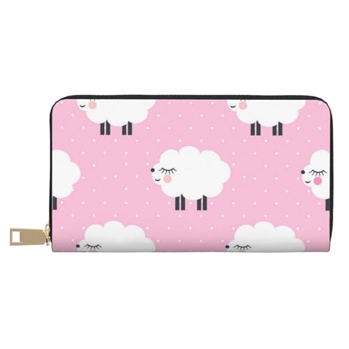 Hgbbdyyjj Sheep Premium Long Wallet für Damen und Herren - Geldbörse mit Reißverschluss aus PU-Leder mit 12 Kartenfächern und Münzfach von Hgbbdyyjj