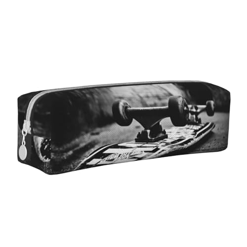 Hgbbdyyjj Skate Boards Federmäppchen aus gekreuztem PVC-Leder – bedruckter Reißverschluss-Organizer für Stifte und kleine Gegenstände, weiß, Einheitsgröße, Taschen-Organizer von Hgbbdyyjj