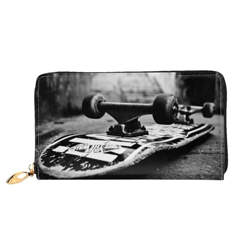 Hgbbdyyjj Skate Boards Premium Long Wallet für Damen und Herren - Geldbörse mit Reißverschluss aus PU-Leder mit 12 Kartenfächern und Münzfach von Hgbbdyyjj