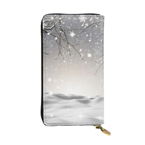 Hgbbdyyjj Snowflake Pine Tree Premium Long Wallet for Women - Pu Leather Zip Around Purse with 12 Card Slots & Coin Pocket von Hgbbdyyjj