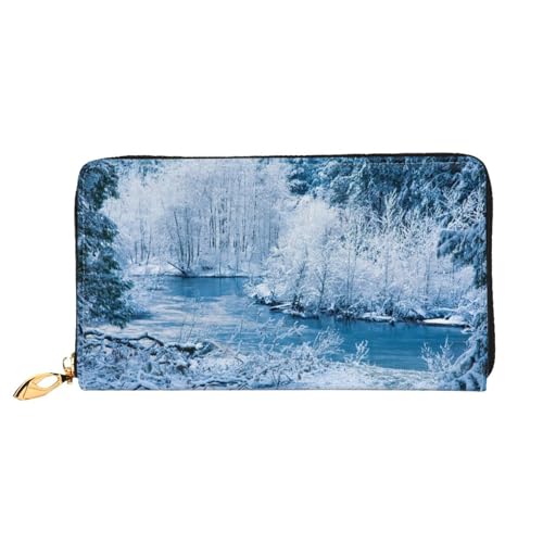 Hgbbdyyjj Snowscape Premium Long Wallet für Damen und Herren - Geldbörse mit Reißverschluss aus PU-Leder mit 12 Kartenfächern und Münzfach von Hgbbdyyjj