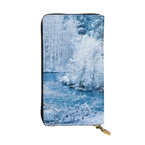 Hgbbdyyjj Snowscape Premium lange Geldbörse für Damen – PU-Leder mit Reißverschluss und 12 Kartenfächern und Münzfach von Hgbbdyyjj