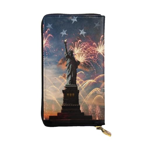 Hgbbdyyjj Statue of Flag Premium Long Wallet for Women - Pu Leather Zip Around Purse with 12 Card Slots & Coin Pocket von Hgbbdyyjj