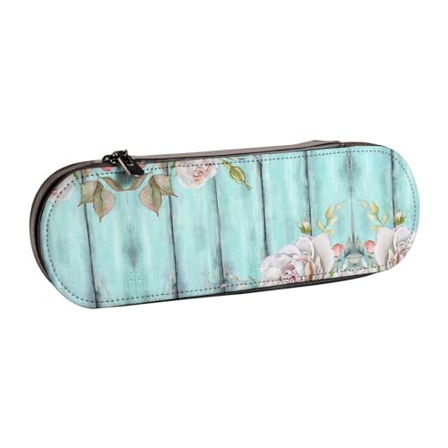 Hgbbdyyjj Stifteetui mit Blumendesign, multifunktional, wasserdicht, mit Klappe, Blaugrün, Schwarz , Einheitsgröße, Taschen-Organizer von Hgbbdyyjj