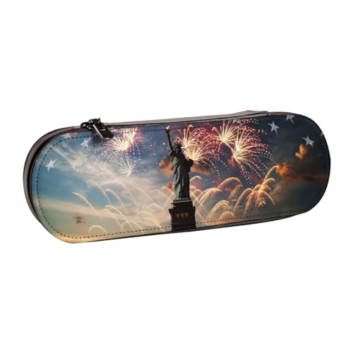 Hgbbdyyjj Stifteetui mit Flaggenstatue, personalisierbar, bedruckt, multifunktional, wasserdicht, Kosmetiktasche mit Klappen-Design, Schwarz , Einheitsgröße, Taschen-Organizer von Hgbbdyyjj