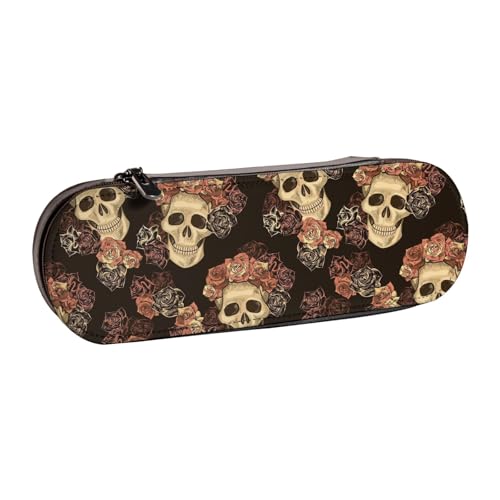 Hgbbdyyjj Stifteetui mit Totenkopfmotiv, personalisierbar, multifunktional, wasserdicht, Kosmetiktasche mit Klappen-Design, Schwarz , Einheitsgröße, Taschen-Organizer von Hgbbdyyjj