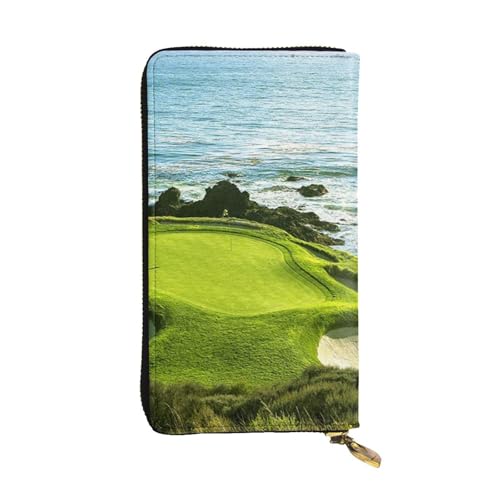 Hgbbdyyjj Strand-Golfplatz-Premium-Premiumgeldbörse für Damen, langes Portemonnaie aus PU-Leder mit Reißverschluss und 12 Kartenfächern und Münzfach von Hgbbdyyjj