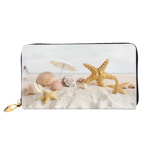 Hgbbdyyjj Strandthema Premium Lange Geldbörse für Damen und Herren - Reißverschluss Geldbörse aus PU-Leder mit 12 Kartenfächern und Münzfach von Hgbbdyyjj