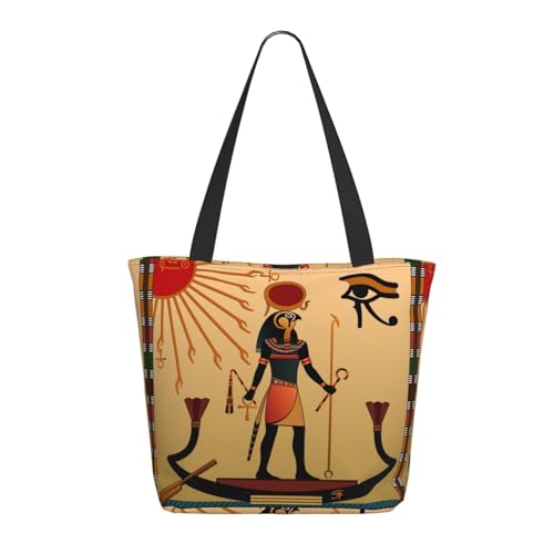 Hgbbdyyjj Sun Old Egyptian Timeless Grace Extra große Tragetasche mit Reißverschluss, strapazierfähiges Polyester, Einkaufs- und Strandtasche mit versteckter Tasche von Hgbbdyyjj