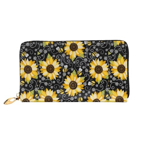 Hgbbdyyjj Sunflower Premium Long Wallet für Damen und Herren - Geldbörse mit Reißverschluss aus PU-Leder mit 12 Kartenfächern und Münzfach von Hgbbdyyjj