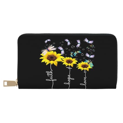 Hgbbdyyjj Sunflower Premium Long Wallet für Damen und Herren - Geldbörse mit Reißverschluss aus PU-Leder mit 12 Kartenfächern und Münzfach von Hgbbdyyjj
