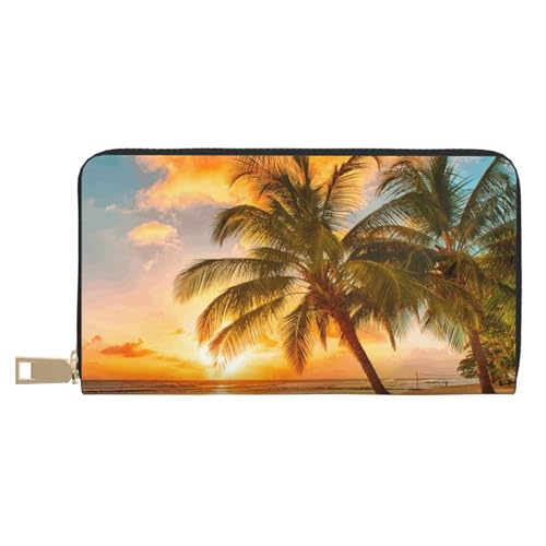 Hgbbdyyjj Sunset Premium Long Wallet für Damen und Herren - Geldbörse mit Reißverschluss aus PU-Leder mit 12 Kartenfächern und Münzfach von Hgbbdyyjj