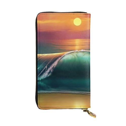 Hgbbdyyjj Sunset Seaside Premium Long Wallet für Damen – PU-Leder Geldbörse mit Reißverschluss und 12 Kartenfächern & Münzfach von Hgbbdyyjj