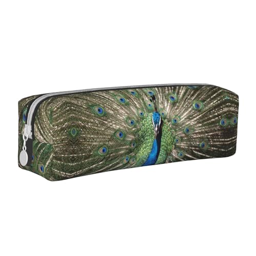 Hgbbdyyjj The Peacock Federmäppchen aus gekreuztem PVC-Leder – bedruckter Reißverschluss-Organizer für Stifte und kleine Gegenstände, weiß, Einheitsgröße, Taschen-Organizer von Hgbbdyyjj