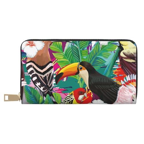 Hgbbdyyjj Tropical Birds and Plant Leaf Premium Long Wallet for Men and Women - Zip Wallet in Pu Leather with 12 Card Slots and Coin Pocket von Hgbbdyyjj