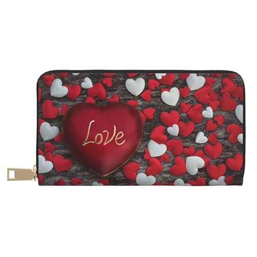 Hgbbdyyjj Valentinstag Premium Lange Geldbörse für Damen und Herren - Reißverschluss Geldbörse aus PU-Leder mit 12 Kartenfächern und Münzfach von Hgbbdyyjj
