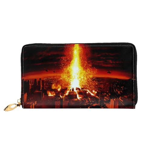 Hgbbdyyjj Volcano Premium Long Wallet für Damen und Herren - Geldbörse mit Reißverschluss aus PU-Leder mit 12 Kartenfächern und Münzfach von Hgbbdyyjj