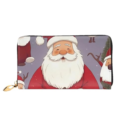 Hgbbdyyjj Weihnachten Santa Claus Premium Lange Geldbörse für Damen und Herren - Reißverschluss Geldbörse aus PU-Leder mit 12 Kartenfächern und Münzfach von Hgbbdyyjj