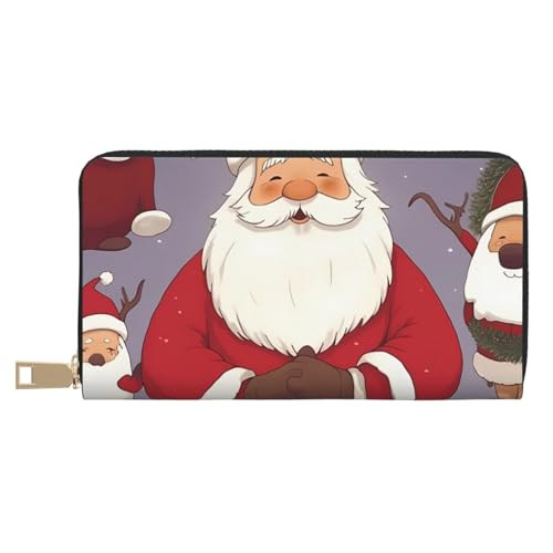 Hgbbdyyjj Weihnachten Santa Claus Premium Lange Geldbörse für Damen und Herren - Reißverschluss Geldbörse aus PU-Leder mit 12 Kartenfächern und Münzfach von Hgbbdyyjj