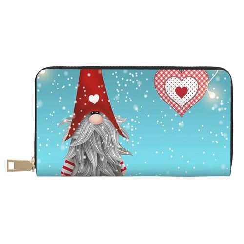 Hgbbdyyjj Weihnachten Traditioneller Zwerg Premium Lange Geldbörse für Damen und Herren - Reißverschluss Geldbörse aus PU-Leder mit 12 Kartenfächern und Münzfach von Hgbbdyyjj