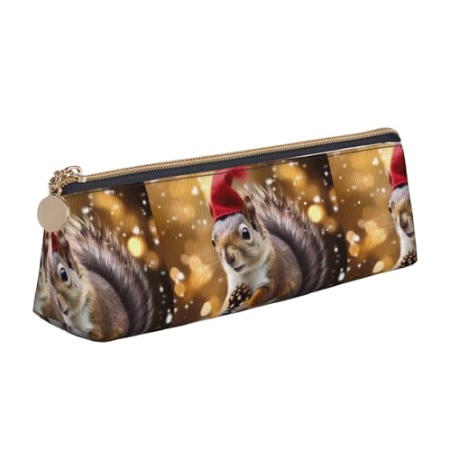 Hgbbdyyjj Weihnachts-Eichhörnchen personalisierbar, multifunktional, große Kapazität, dreieckige Leder-Schreibwaren-Aufbewahrungstasche, weiß, Einheitsgröße, Taschen-Organizer von Hgbbdyyjj