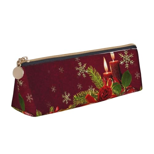 Hgbbdyyjj Weihnachts-Geschenkbox, personalisierbar, bedruckt, multifunktional, großes Fassungsvermögen, dreieckig, Leder, Schreibwaren-Aufbewahrungstasche, weiß, Einheitsgröße, Taschen-Organizer von Hgbbdyyjj