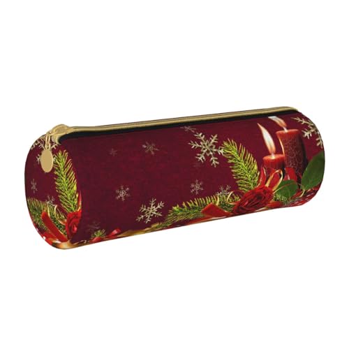 Hgbbdyyjj Weihnachts-Geschenkbox, personalisierbar, bedruckt, multifunktional, großes Fassungsvermögen, runde Leder-Schreibwaren-Aufbewahrungstasche, weiß, Einheitsgröße, Taschen-Organizer von Hgbbdyyjj