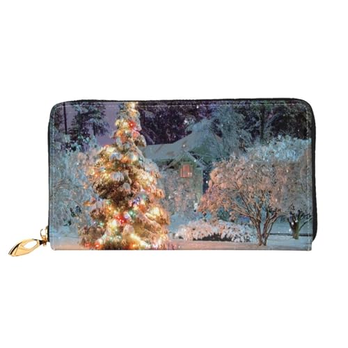 Hgbbdyyjj Weihnachtsbaum Premium Lange Geldbörse für Damen und Herren - Reißverschluss Geldbörse aus PU-Leder mit 12 Kartenfächern und Münzfach von Hgbbdyyjj