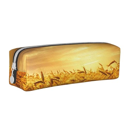 Hgbbdyyjj Weizenfeld-Federmäppchen aus PVC-Leder – bedruckter Reißverschluss-Organizer für Stifte und kleine Gegenstände, weiß, Einheitsgröße, Taschen-Organizer von Hgbbdyyjj