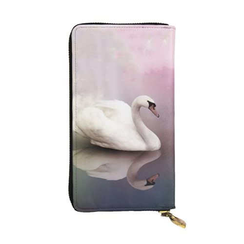 Hgbbdyyjj White Swan Premium Long Wallet für Damen – PU-Leder Geldbörse mit Reißverschluss und 12 Kartenfächern & Münzfach von Hgbbdyyjj
