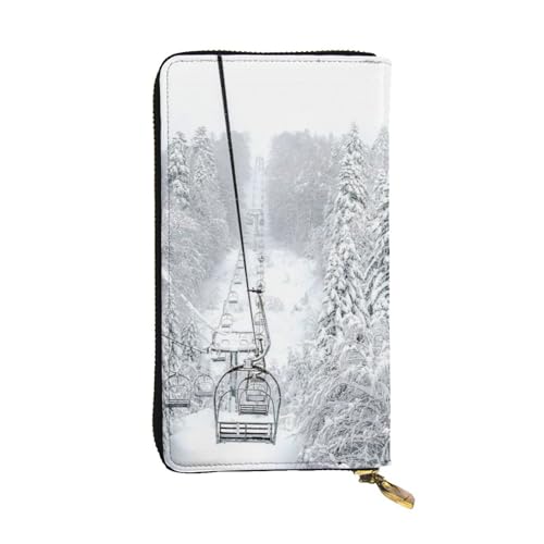 Hgbbdyyjj Winter Old Cable Skilift Premium Lange Geldbörse für Damen – PU-Leder Reißverschluss Rundum-Geldbörse mit 12 Kartenfächern & Münzfach von Hgbbdyyjj