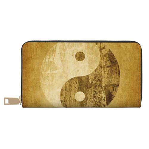 Hgbbdyyjj Yin Yang Symbol Premium Lange Geldbörse für Damen und Herren - Reißverschluss Geldbörse aus PU-Leder mit 12 Kartenfächern und Münzfach von Hgbbdyyjj