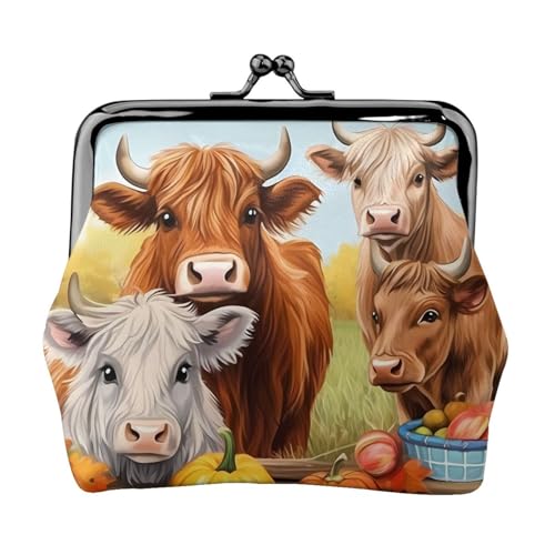 Highland Cow Personalisierte Unisex Bedruckte Münzbörse - Premium Mikrofaser Leder Geldbörse mit Schnappverschluss von Hgbbdyyjj