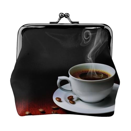 Hot Coffee with Coffee Bean Personalisierte Unisex Bedruckte Münzbörse - Premium Mikrofaser Leder Geldbörse mit Schnappverschluss von Hgbbdyyjj