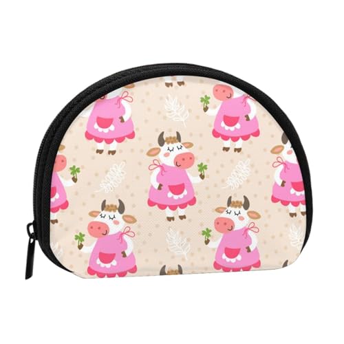 Hübsche Cartoon-Kuh-Mini-Münzgeldbörse – kompakte Geldbörse mit Reißverschluss für Münzen, Schlüssel und kleine Gegenstände von Hgbbdyyjj