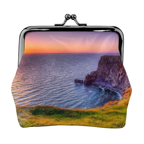 Ireland Sunset Seascape Personalisierte Unisex bedruckte Münzbörse – Premium Mikrofaser Leder Geldbörse mit Schnappverschluss von Hgbbdyyjj