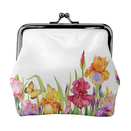 Iris Flower Butterfly Personalisierte Unisex Bedruckte Münzbörse - Premium Mikrofaser Leder Geldbörse mit Schnappverschluss von Hgbbdyyjj
