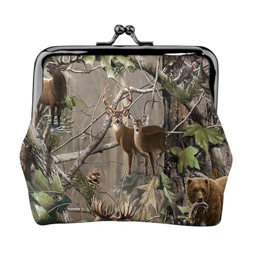 Jagd Hirsch Bär Elch Personalisierte Unisex Bedruckte Münzbörse - Premium Mikrofaser Leder Geldbörse mit Schnappverschluss von Hgbbdyyjj