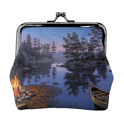 Lake Camping Personalisierte Unisex Bedruckte Münzbörse – Premium Mikrofaser Leder Geldbörse mit Schnappverschluss von Hgbbdyyjj