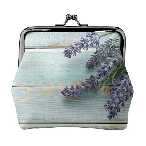Lavender On Wood Personalisierte Unisex Bedruckte Münzgeldbörse – Premium Mikrofaser Leder Geldbörse mit Schnappverschluss von Hgbbdyyjj