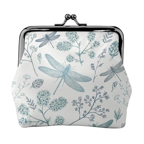 Libelle Blume Personalisierte Unisex Bedruckte Münzbörse - Premium Mikrofaser Leder Geldbörse mit Schnappverschluss von Hgbbdyyjj