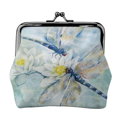 Libelle Lotus Personalisierte Unisex Bedruckte Münzbörse - Premium Mikrofaser Leder Geldbörse mit Schnappverschluss von Hgbbdyyjj