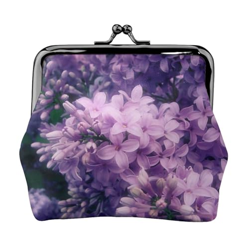 Lila Blumen Personalisierte Unisex Bedruckte Münzbörse - Premium Mikrofaser Leder Geldbörse mit Schnappverschluss von Hgbbdyyjj