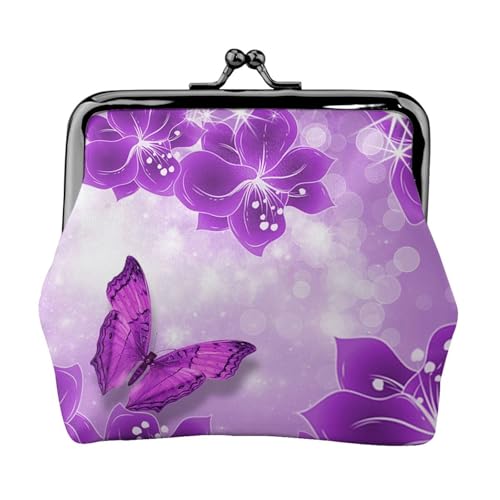 Lila Schmetterlinge Personalisierte Unisex Bedruckte Münzbörse - Premium Mikrofaser Leder Geldbörse mit Schnappverschluss von Hgbbdyyjj