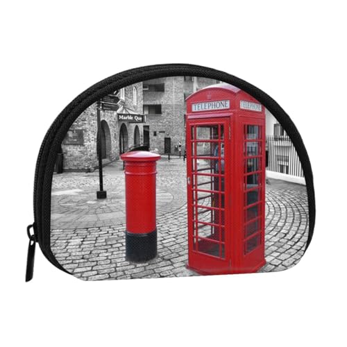London Red Telefonzelle Mini Shell Münzbörse – kompakte Geldbörse mit Reißverschluss für Münzen, Schlüssel und kleine Gegenstände von Hgbbdyyjj