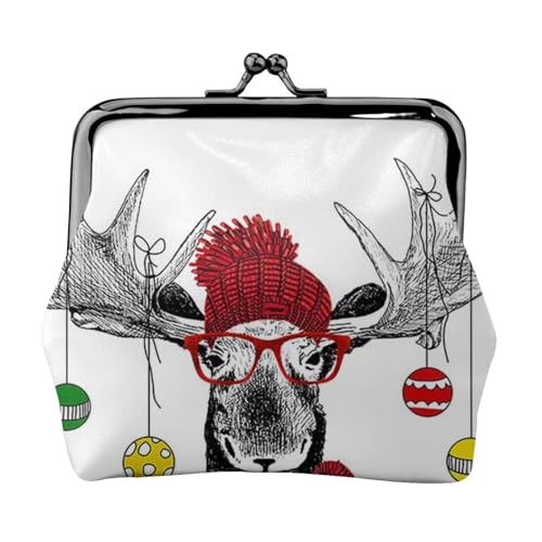 Lustige Weihnachten Hirsch Personalisierte Unisex Bedruckte Münzbörse - Premium Mikrofaser Leder Geldbörse mit Schnappverschluss von Hgbbdyyjj