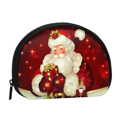 Merry Christmas Santa Claus Mini Shell Coin Purse - Compact Zippered Wallet for Coins, Keys & Small Items von Hgbbdyyjj